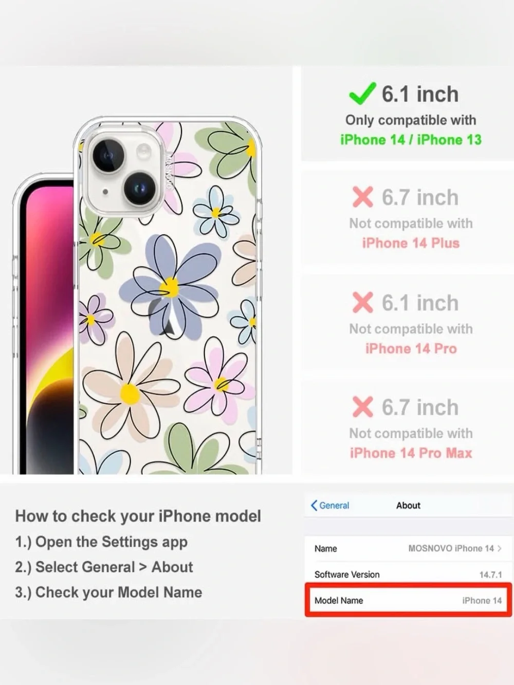 Floral Clear Phone Case for iPhone - Pastel Multicolor